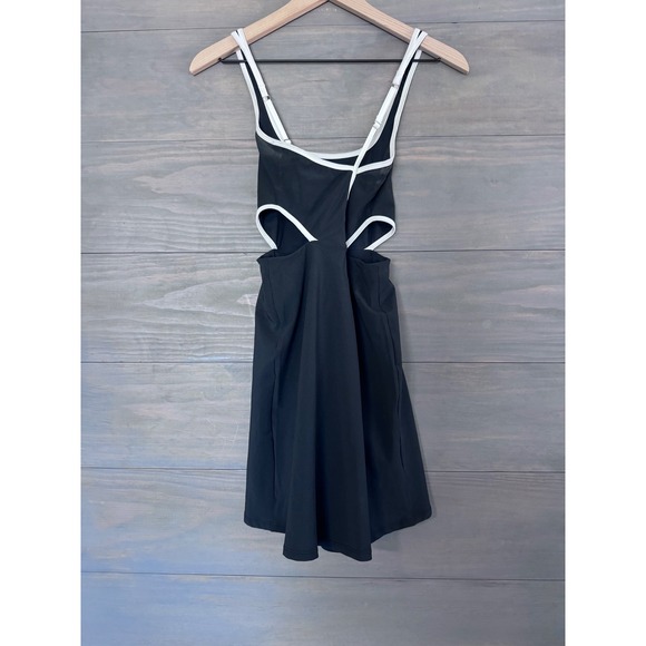 Abercrombie & Fitch Side Cutout Traveler Mini Dress Black White XS - Picture 3 of 4